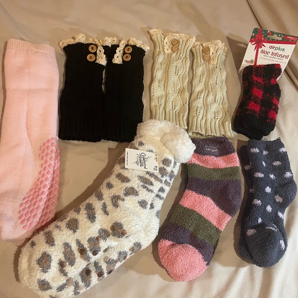 Cozy Women’s Socks and Boot Sock Set - Pink, Black, Cream, Plaid, and More, OS - Picture 1 of 5